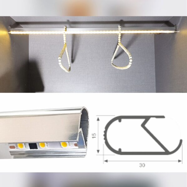Aluminium Oval Rod ( W /LED Slot & W/cover)