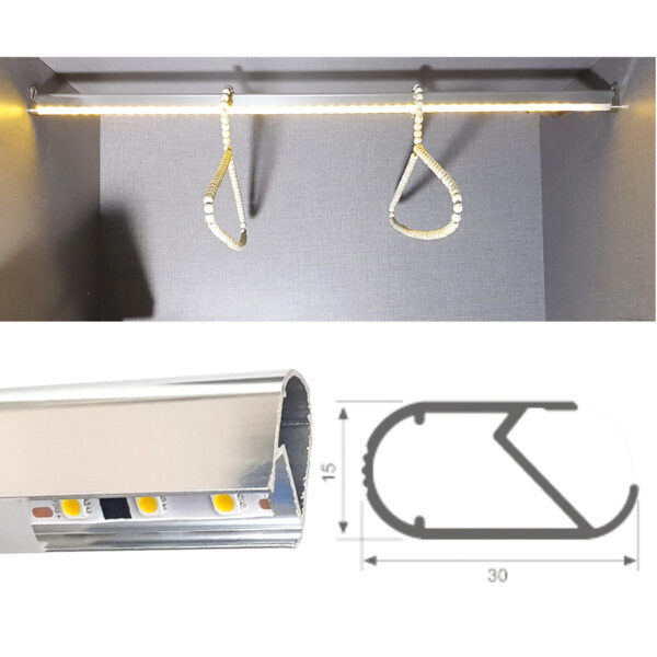 Aluminium Oval Rod ( W /LED Slot & W/cover)