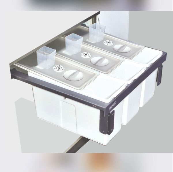 Pull Out Rice Box Triple W/Lid Soft Close | Door Mounted