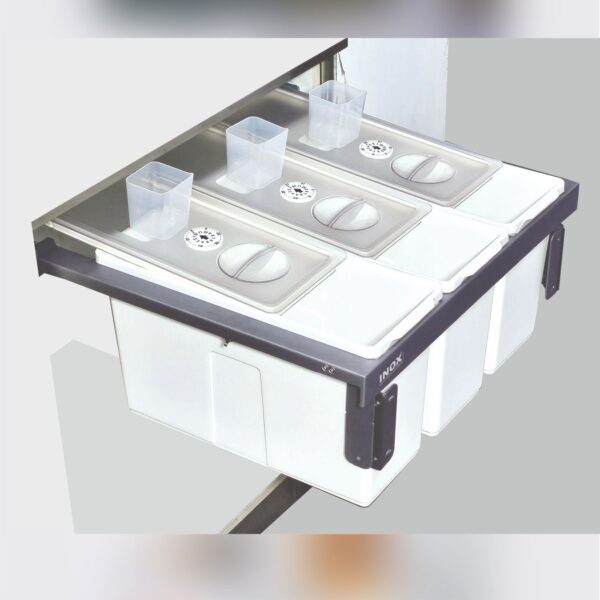 Pull Out Rice Box Triple W/Lid Soft Close | Door Mounted