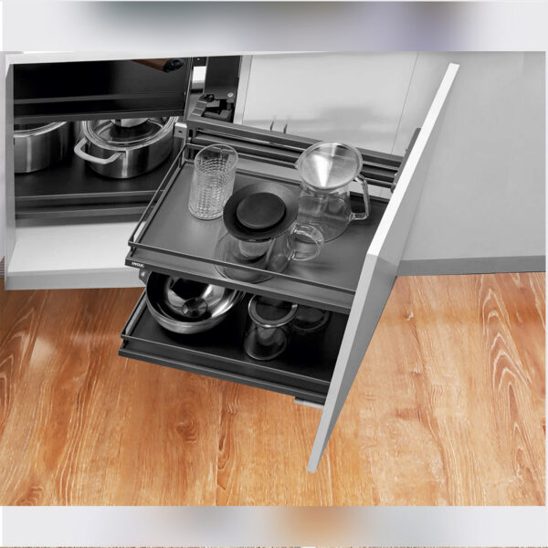 Graphite Magic Corner Universal - W/4 Baskets, Soft Closing