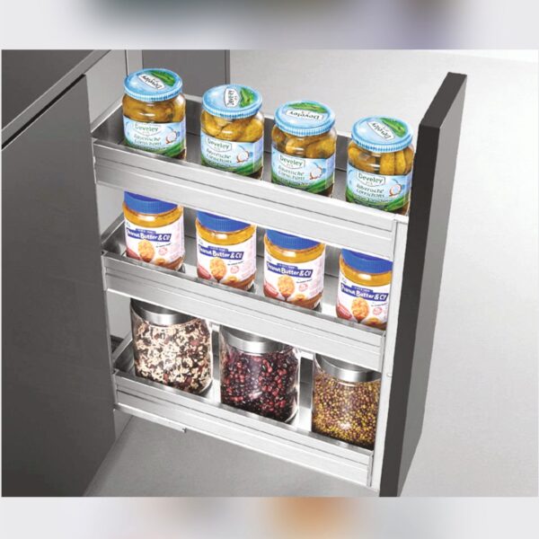 Satin Silent Bottle Pull Out 150/200/250 mm 3 Shelves