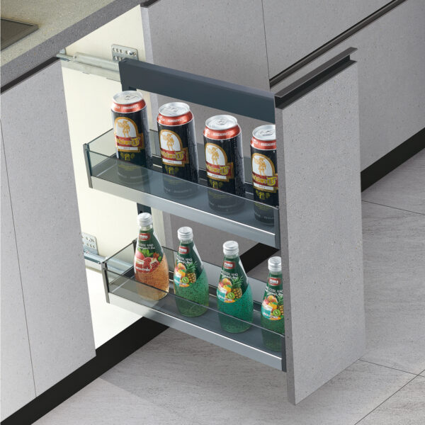 Frame + Runner for Satin 'X' Silent Side Mounted Bottle Pull Out 200 mm