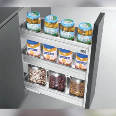 Satin Silent Bottle Pull Out 150/200/250 mm 3 Shelves