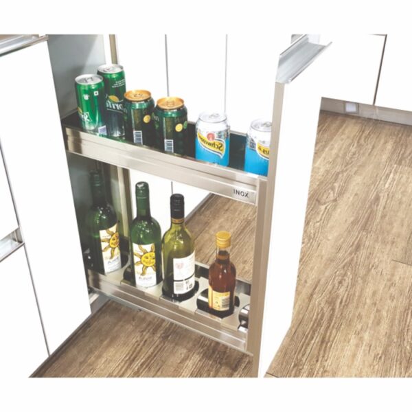 Satin Silent Bottle Pull Out 150/200/250 mm 2 Shelves
