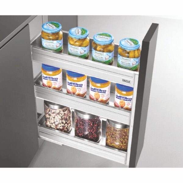 Satin Silent Bottle Pull Out 150/200/250 mm 3 Shelves