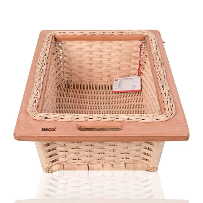 Natural Charm Meets Smart Storage: The INOX Decor Pull Out Wicker Basket With Wooden Sliders