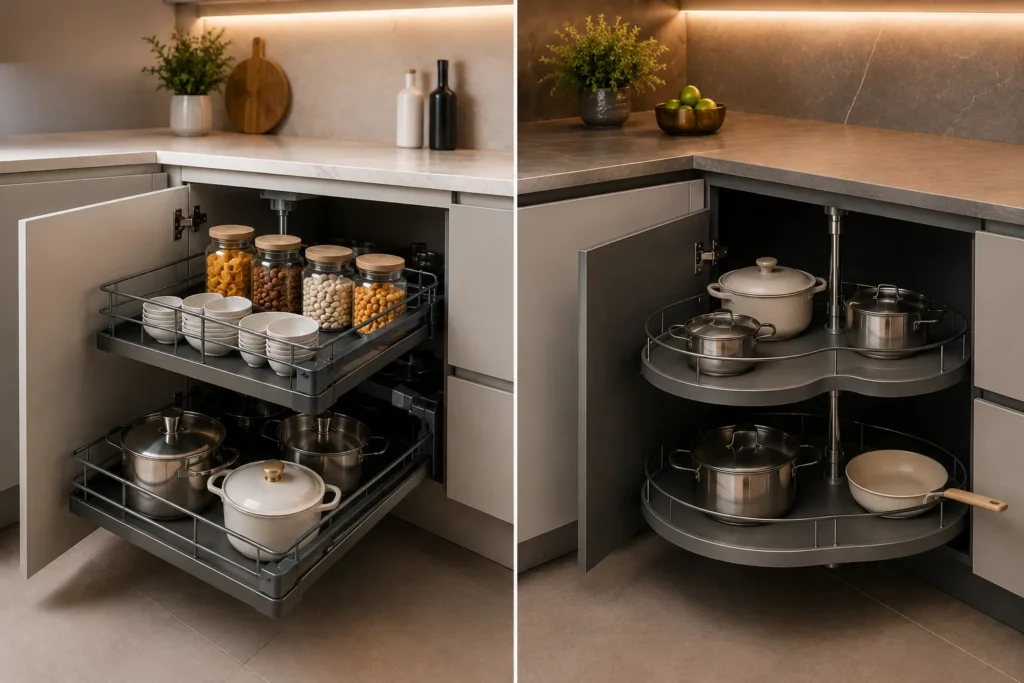 Corner Cabinet Solutions Compared: Magic Corner vs Carousel Unit